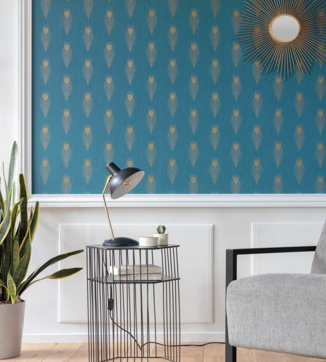 Peacock Nursery Room Wallpaper - Blue