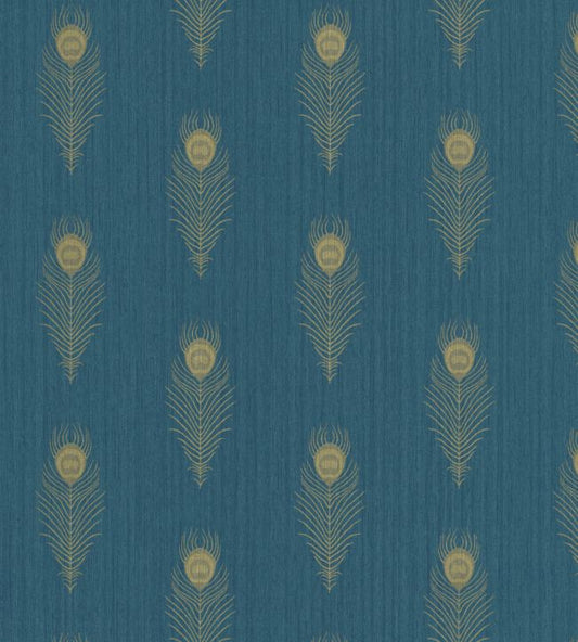 Peacock Nursery Wallpaper - Blue