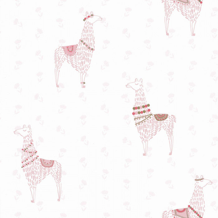 Lamaste Nursery Wallpaper - Pink