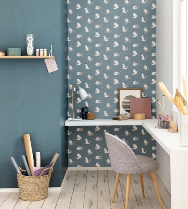 Counting Fox Nursery Room Wallpaper 2 - Blue