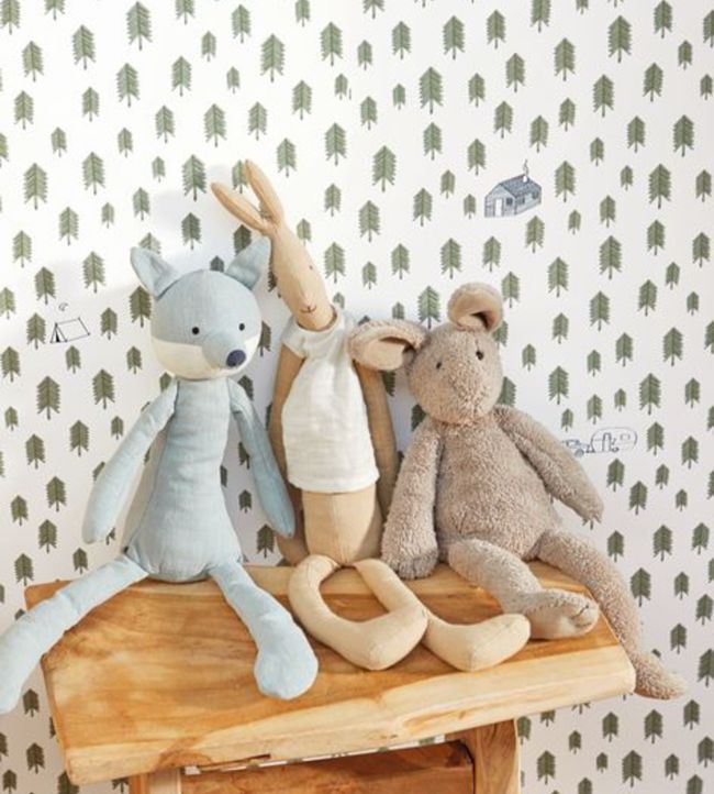 Summer Camp Nursery Room Wallpaper - Green