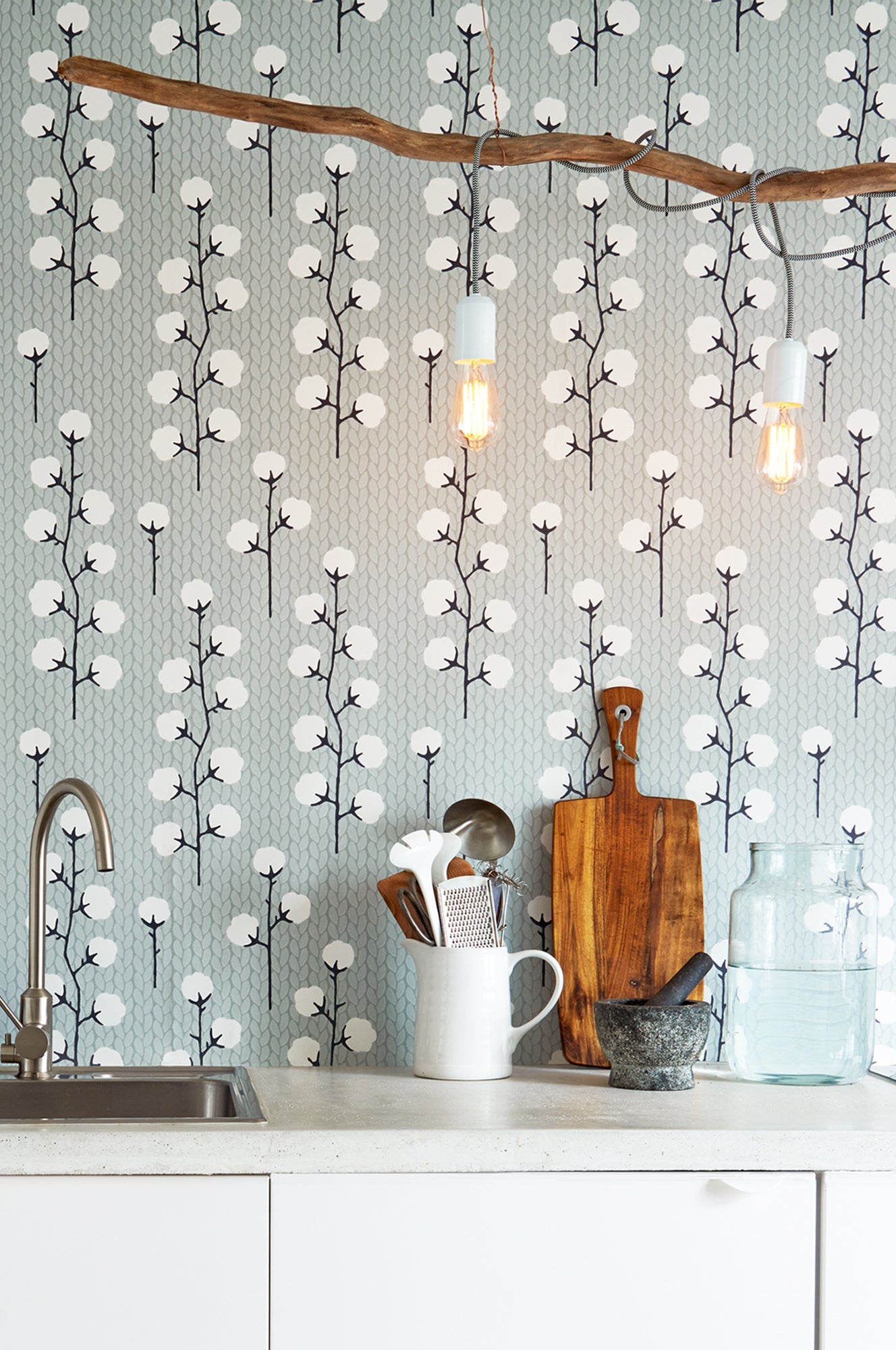 Sweet Cotton Grey Wallpaper - Majvillan