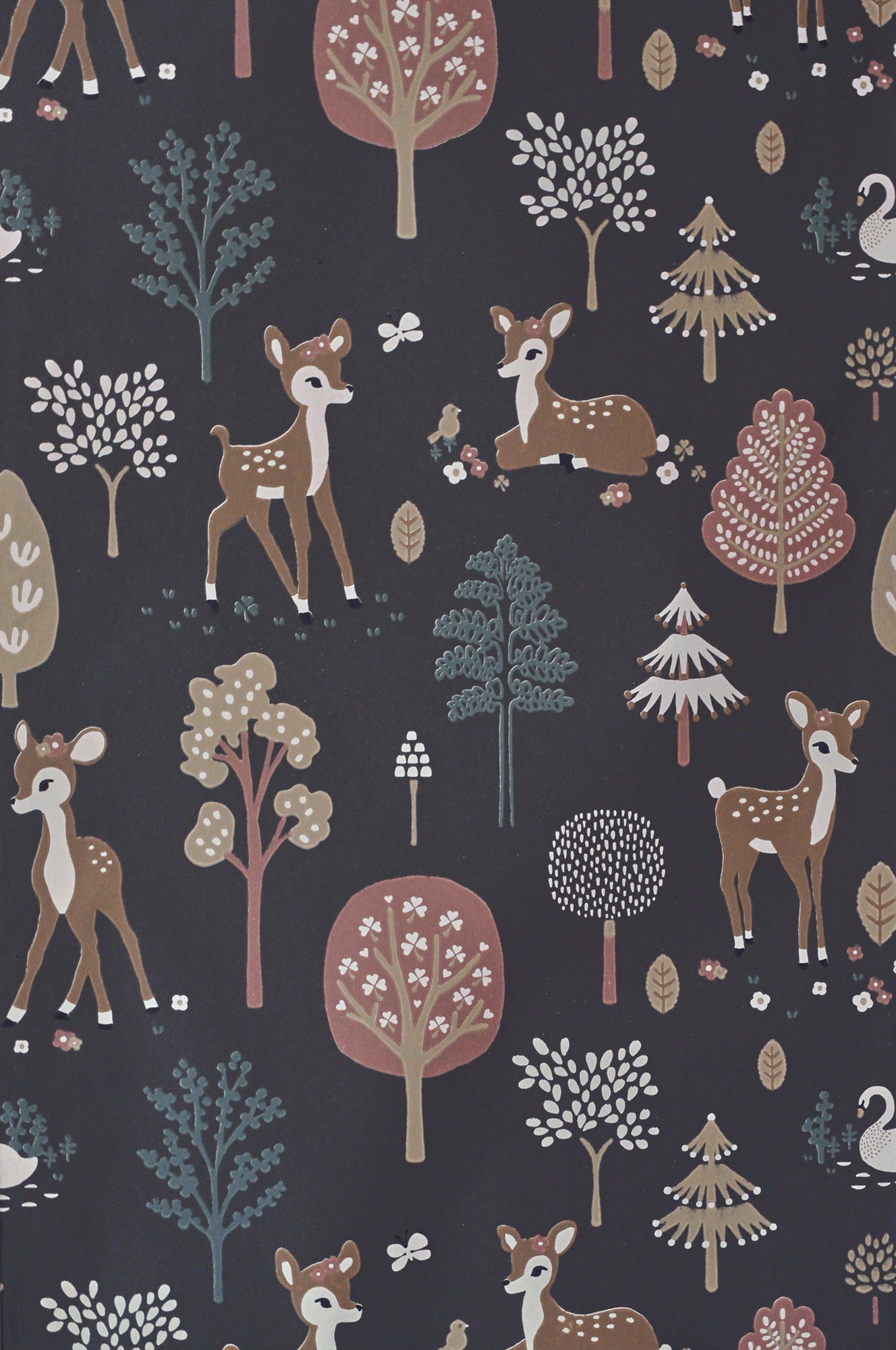 Golden Woods Deep Grey Wallpaper - Majvillan