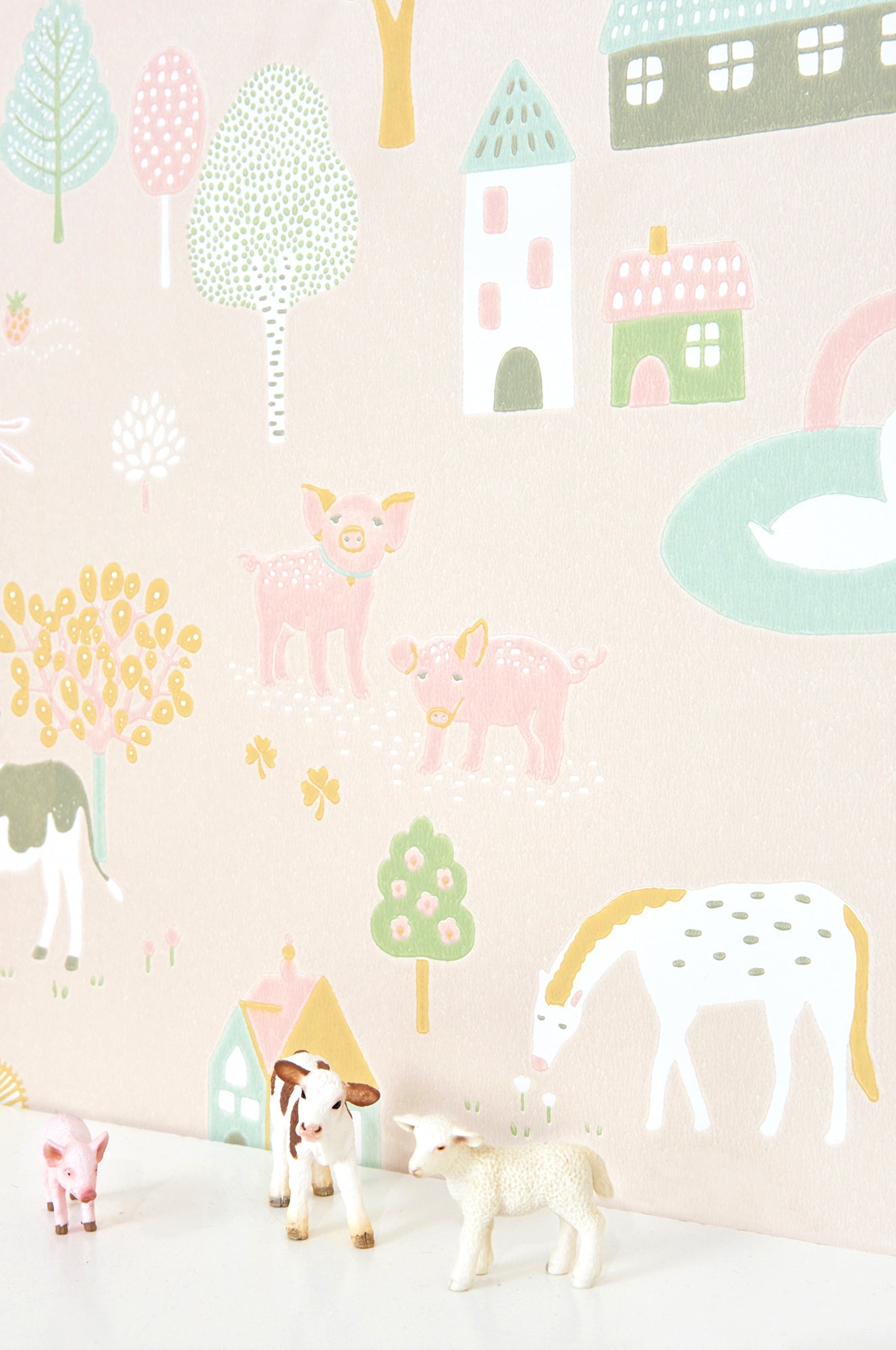 My Farm Soft Pink Wallpaper - Majvillan