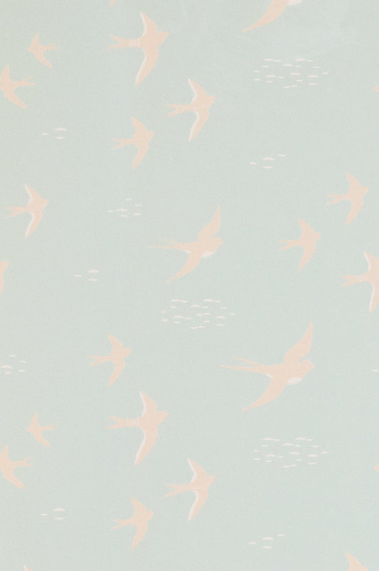 Follow The Wind Dusty Turquoise Wallpaper - Majvillan