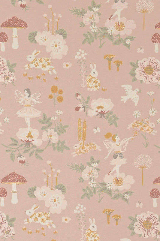 Old Garden Dusty Rose Wallpaper - Majvillan