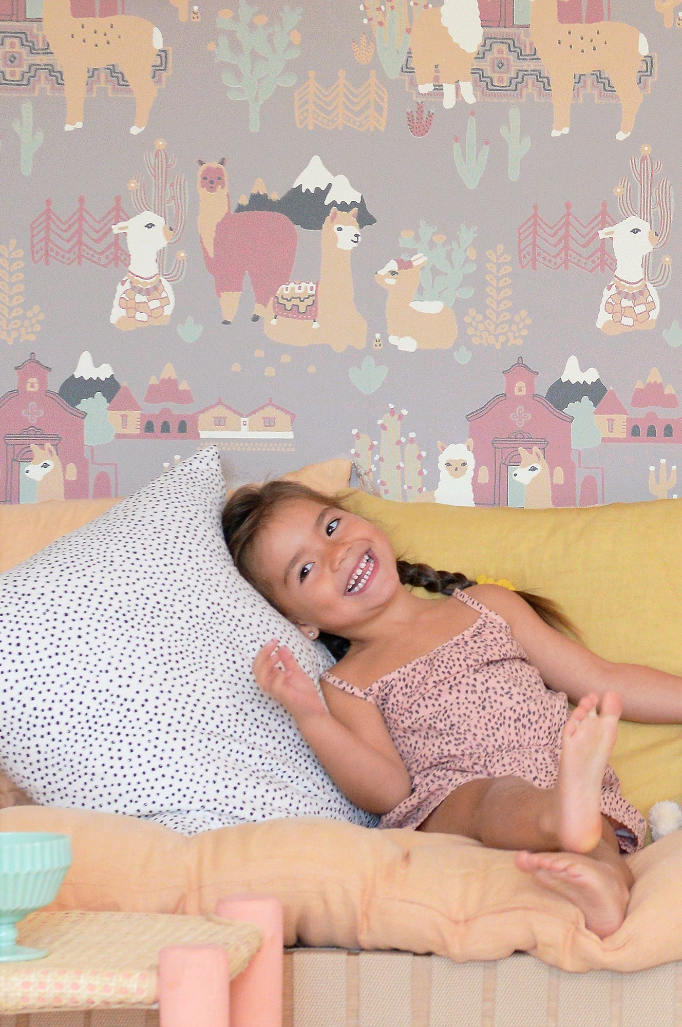 Lama Village Evening Lilac Wallpaper - Majvillan