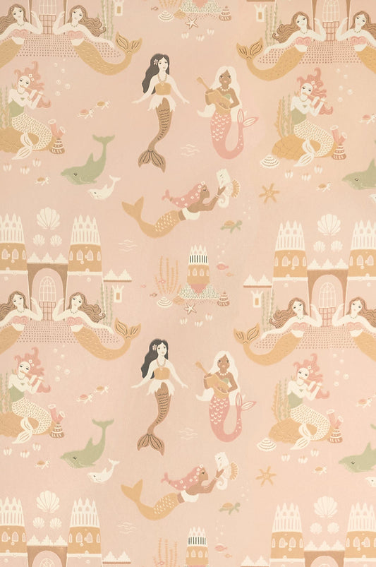 Mermaid Reef Sweet Pink Wallpaper - Majvillan