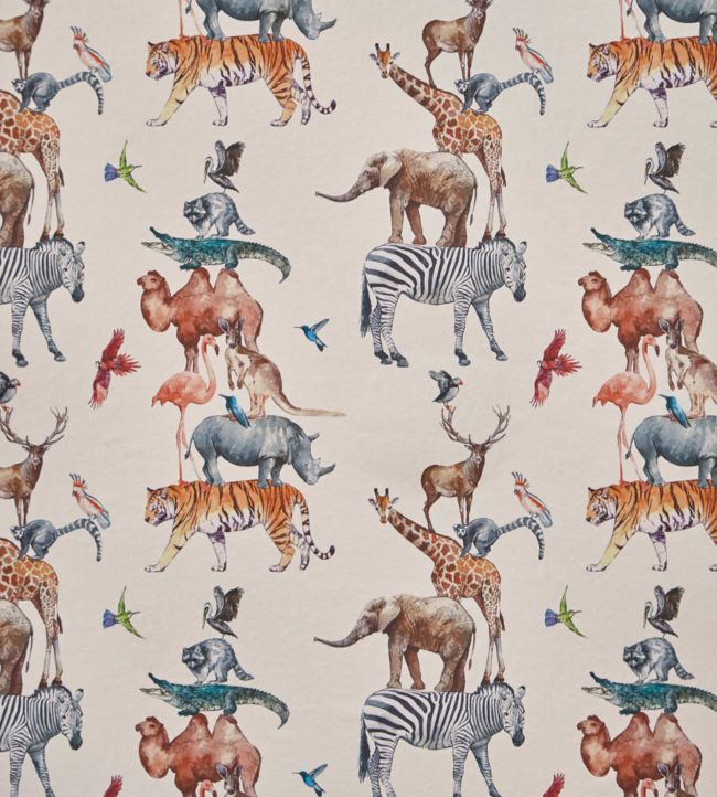 Animal Tower Nursery Wallpaper - Multicolor