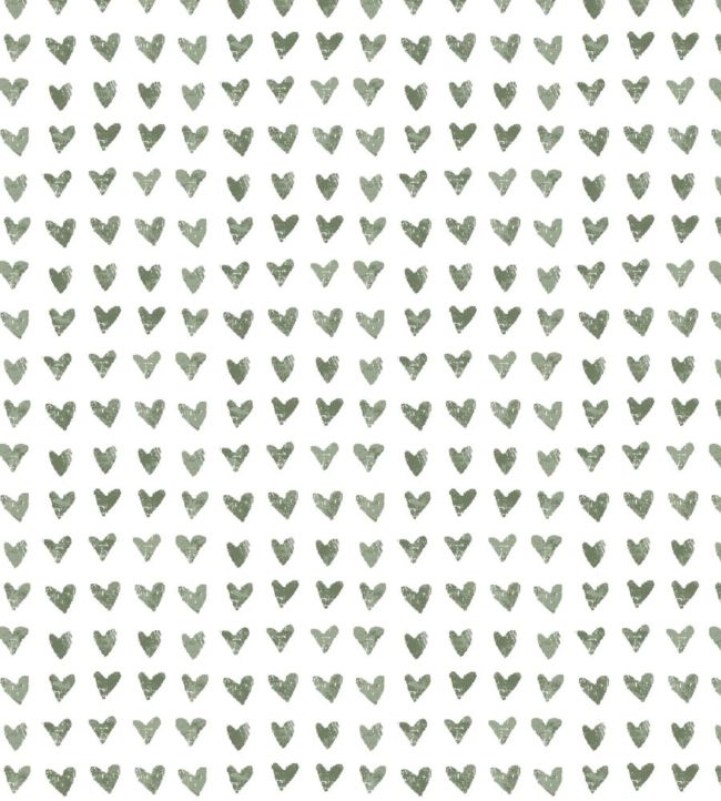 Hearts Nursery Fabric - Green