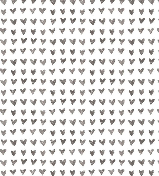 Hearts Nursery Fabric - Gray