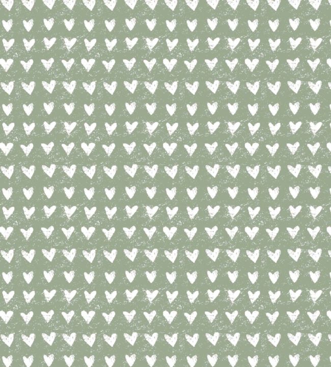 Hearts Nursery Fabric - Green