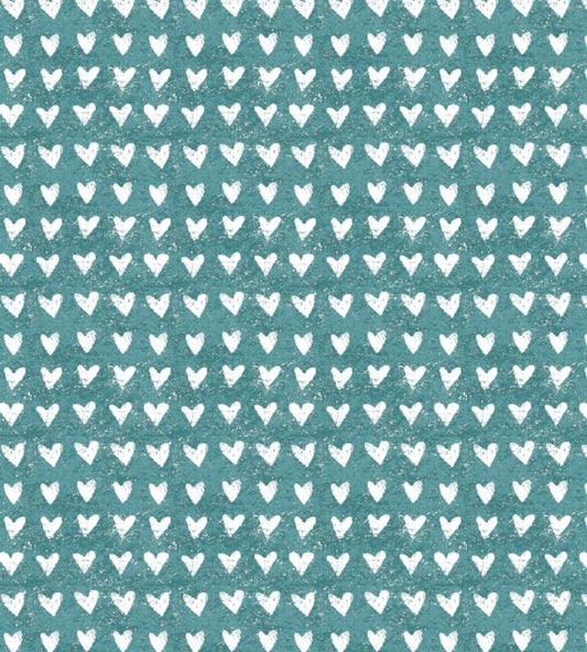 Hearts Nursery Fabric - Teal