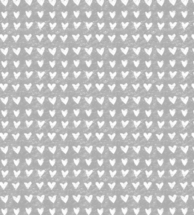 Hearts Nursery Fabric - Gray