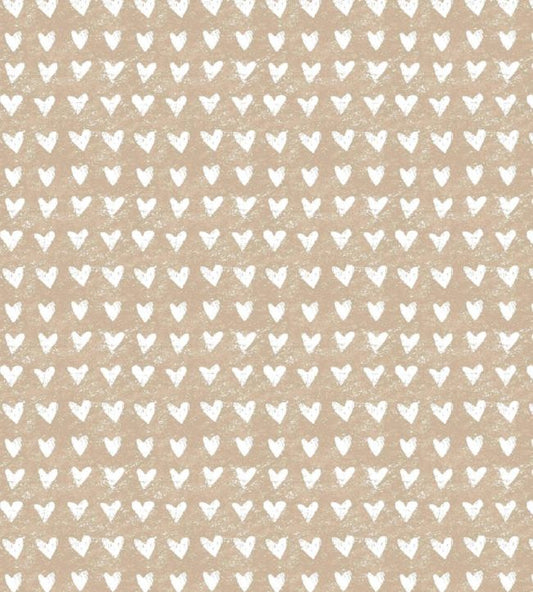 Hearts Nursery Fabric - Sand