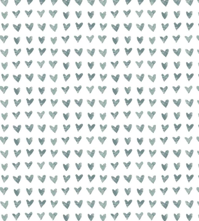 Hearts Nursery Fabric - Blue