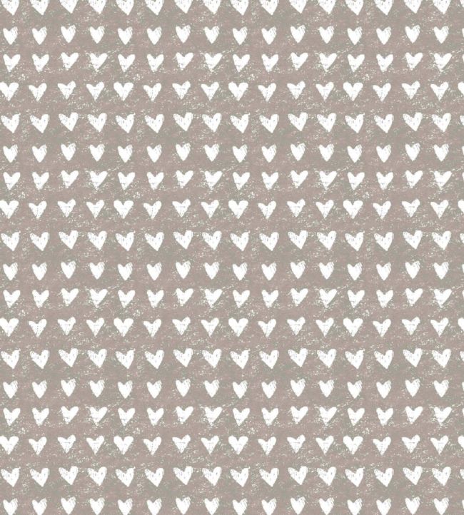 Hearts Nursery Fabric - Brown
