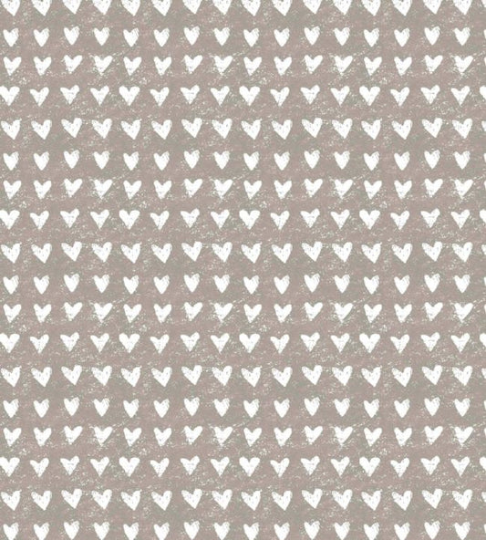 Hearts Nursery Fabric - Brown