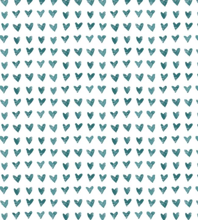 Hearts Nursery Fabric - Blue
