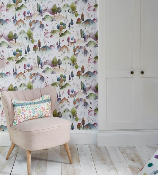 Hilltop Heights Nursery Room Wallpaper - Multicolor