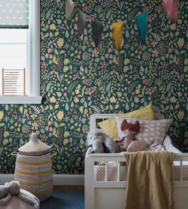 Herbarium Nursery Room Wallpaper - Brown