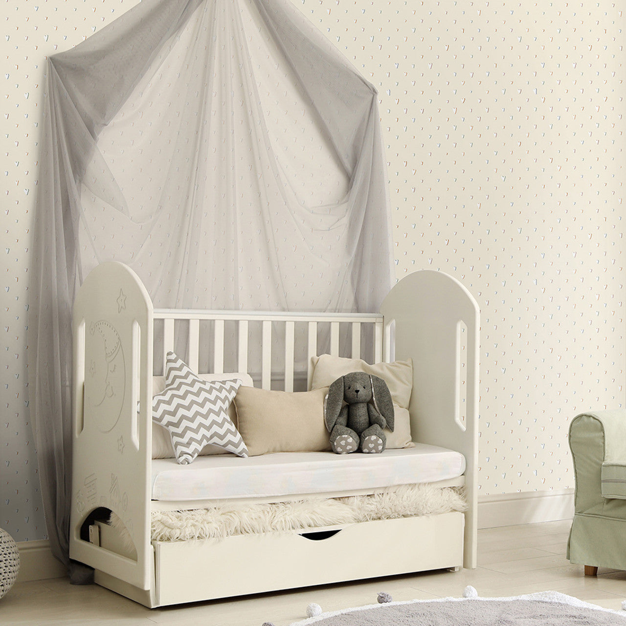 Hearts Great Kids Nursery Room Wallpaper - White