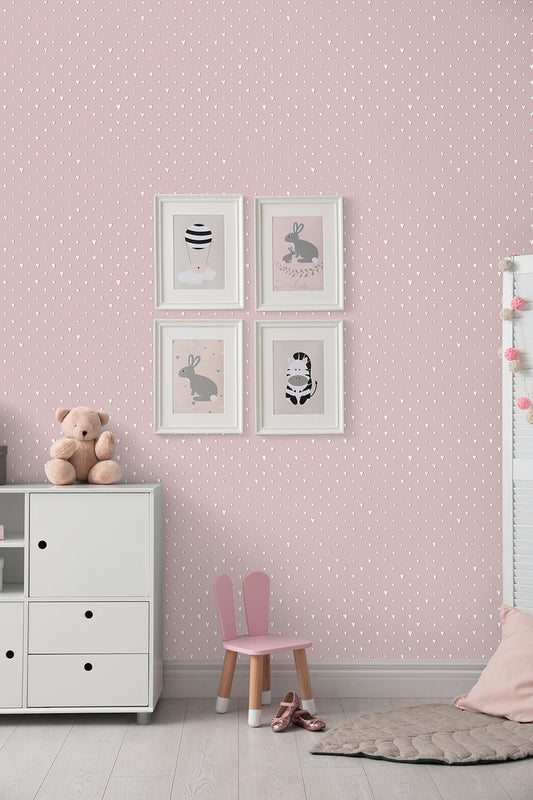 Hearts Great Kids Nursery Room Wallpaper - Purple