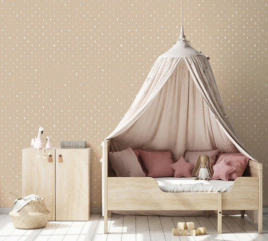 Hearts Great Kids Nursery Room Wallpaper - Sand