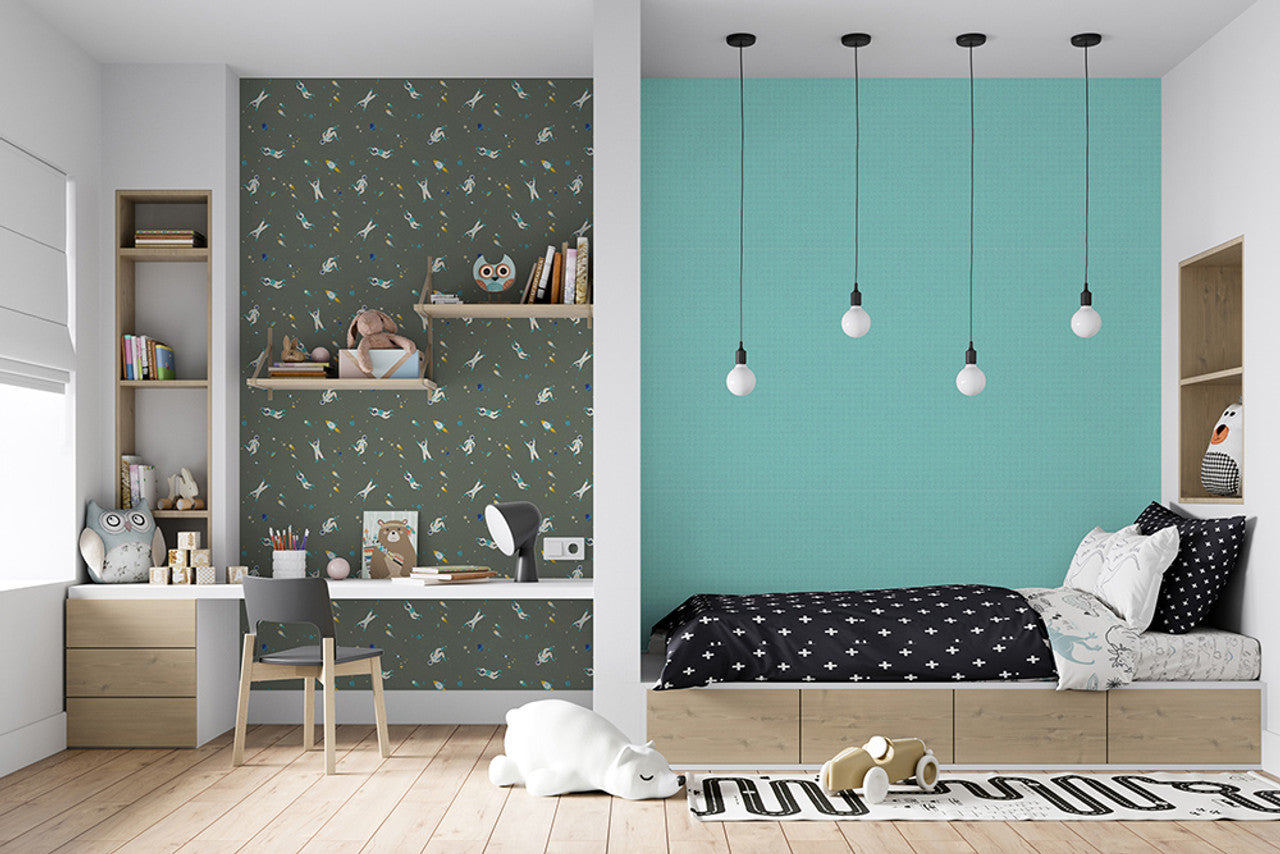 Super Space Great Kids Nursery Room Wallpaper - Green