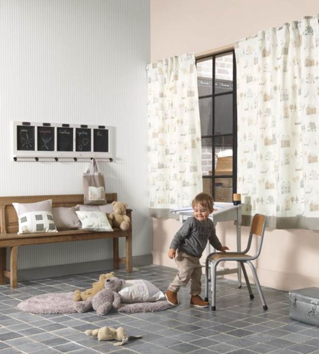 Happy Dreams Rayure Nursery Room Wallpaper - Blue