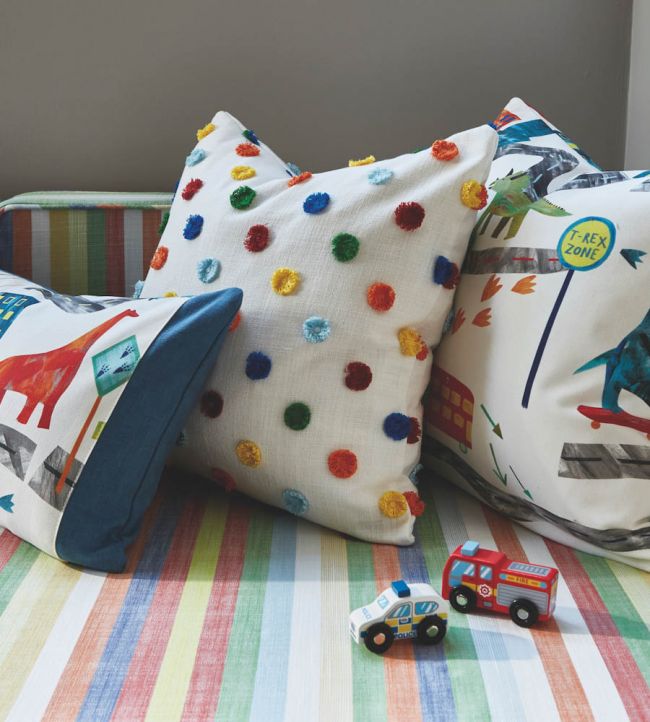 Pom Pom Nursery Room Fabric - Blue