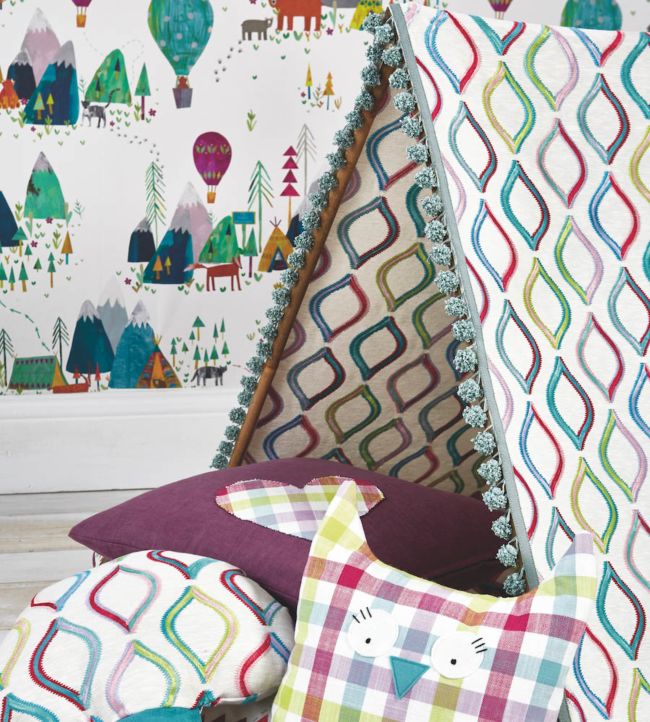 Spinning Top Nursery Room Fabric - Blue