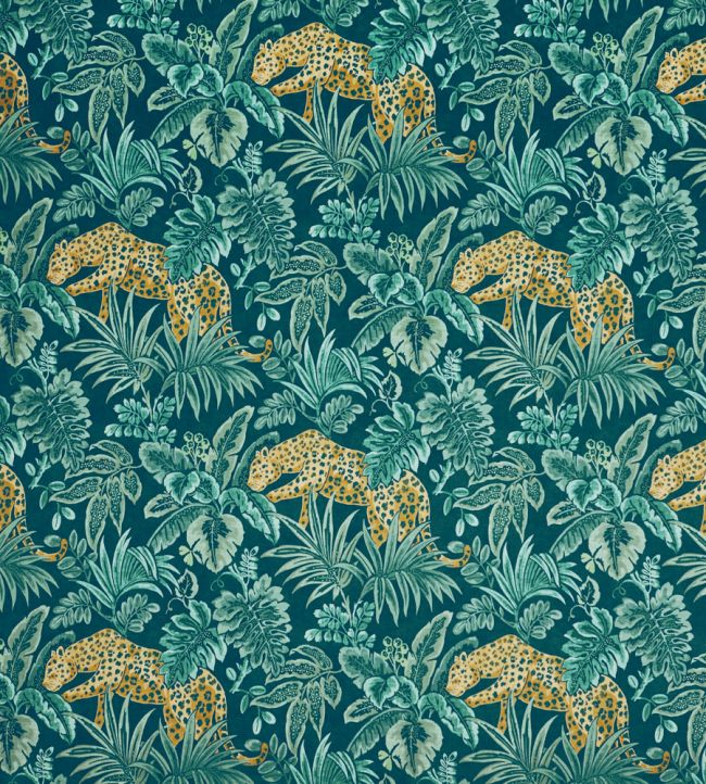 Leopard Nursery Fabric - Teal
