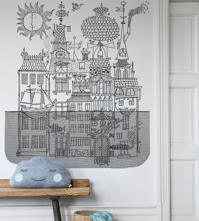 Salunda Multi Nursery Room Wallpaper - Grey