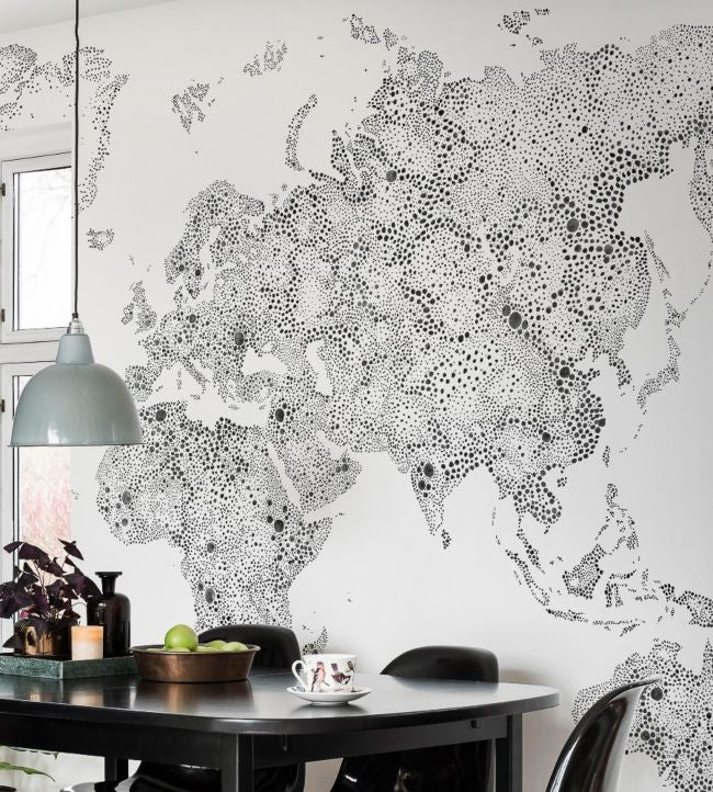World Map Nursery Room Wallpaper - Gray