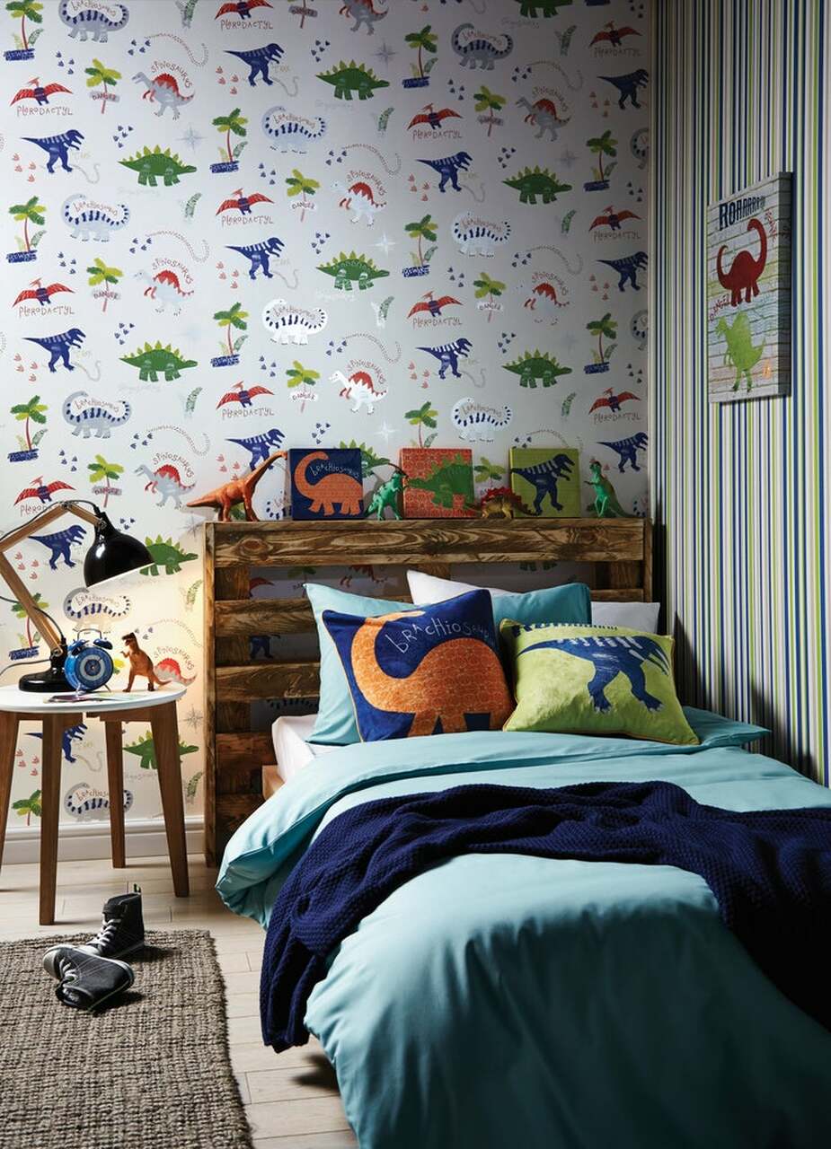 Dino Doodles Imagine Fun Nursery Room Wallpaper 2 - Multicolor