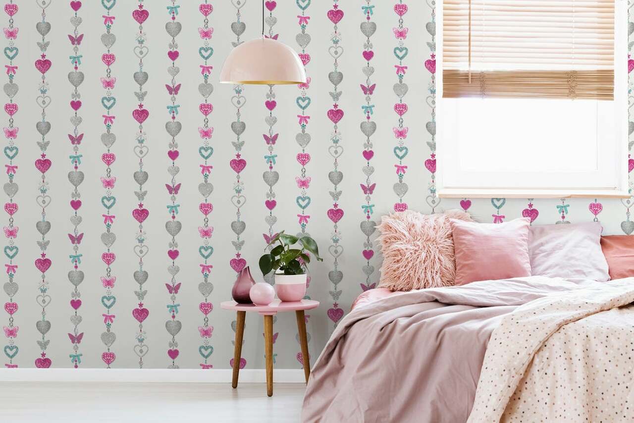 Tiffany Stripe Imagine Fun Nursery Room Wallpaper 2 - White
