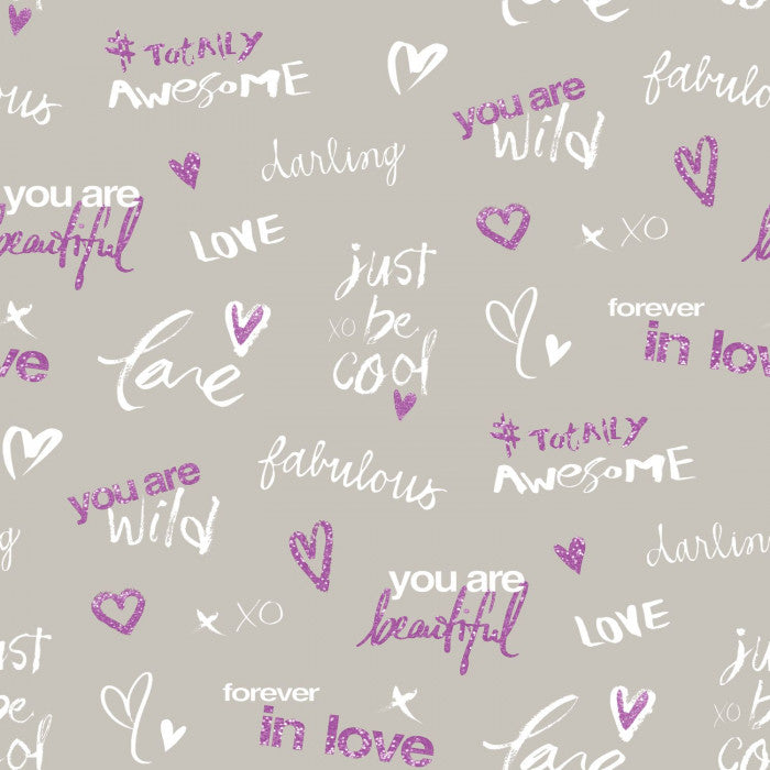 Pretty Lili Darling Nursery Wallpaper - Gray