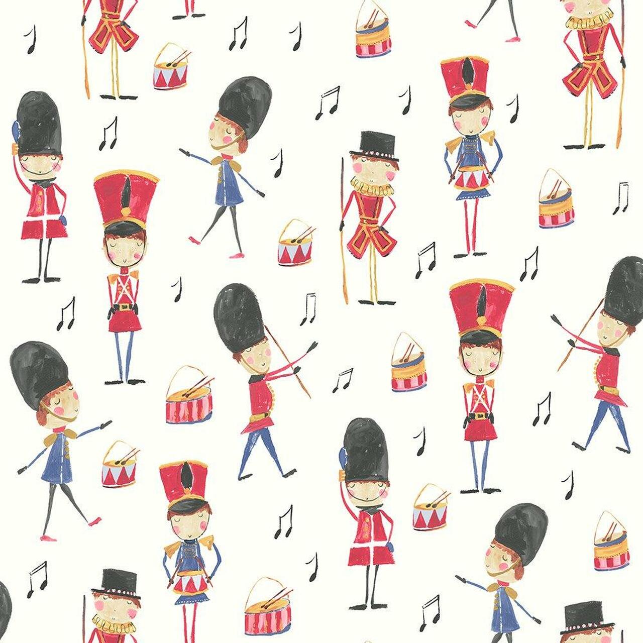 Drummer Boy Imagine Fun Nursery Wallpaper - Red