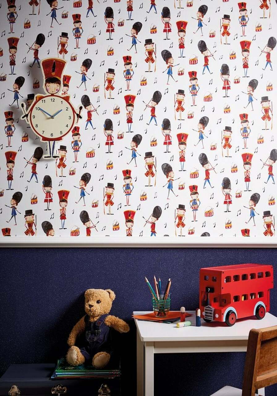 Drummer Boy Imagine Fun Nursery Room Wallpaper 2 - Red