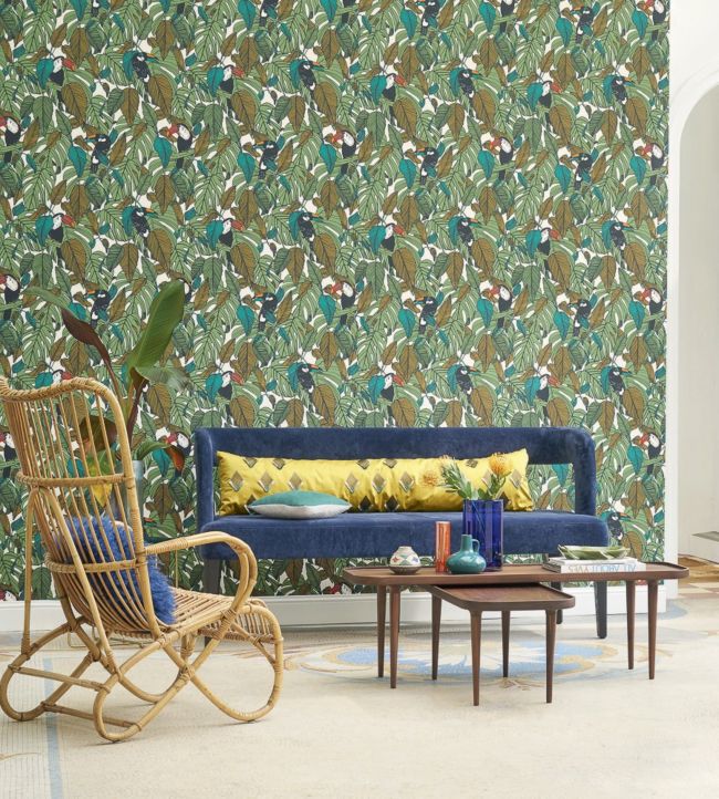 Toucan Nursery Room Wallpaper - Teal