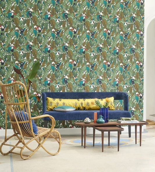 Toucan Nursery Room Wallpaper - Teal