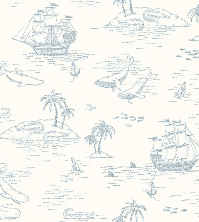 Treasure Island Nursery Wallpaper - Grey