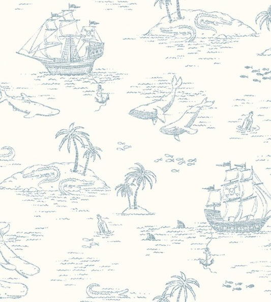 Treasure Island Nursery Wallpaper - Grey