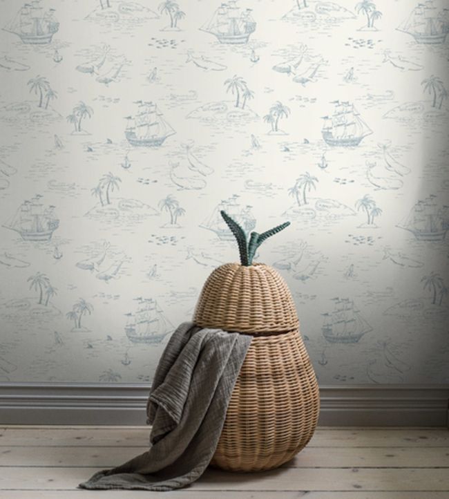 Treasure Island Nursery Room Wallpaper - Grey