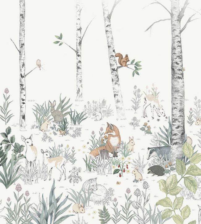 Magic Forest Nursery Mural Wallpaper - Multicolor