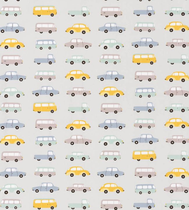 All Over Vintage Cars Nursery Wallpaper - Gray