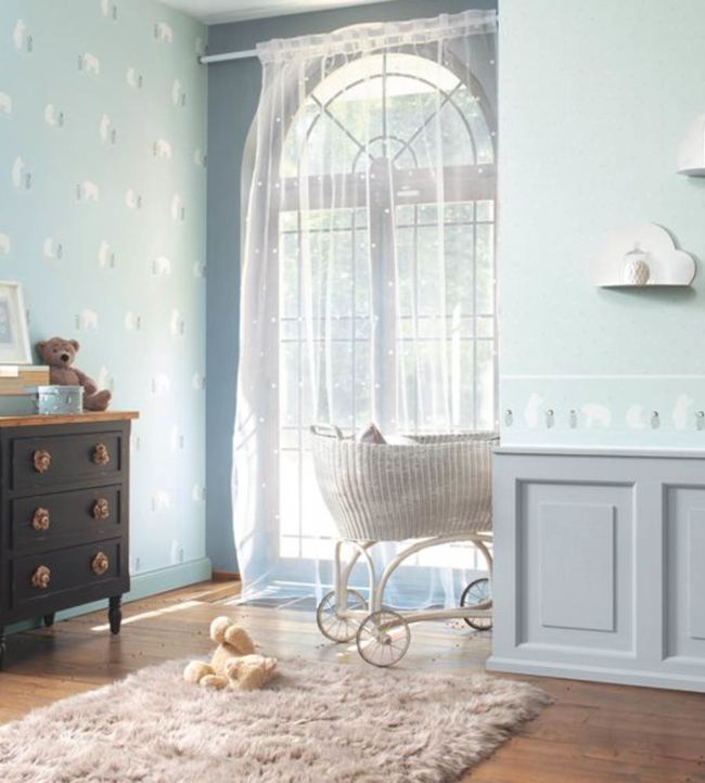 Polar Bear Nursery Room Wallpaper - Blue