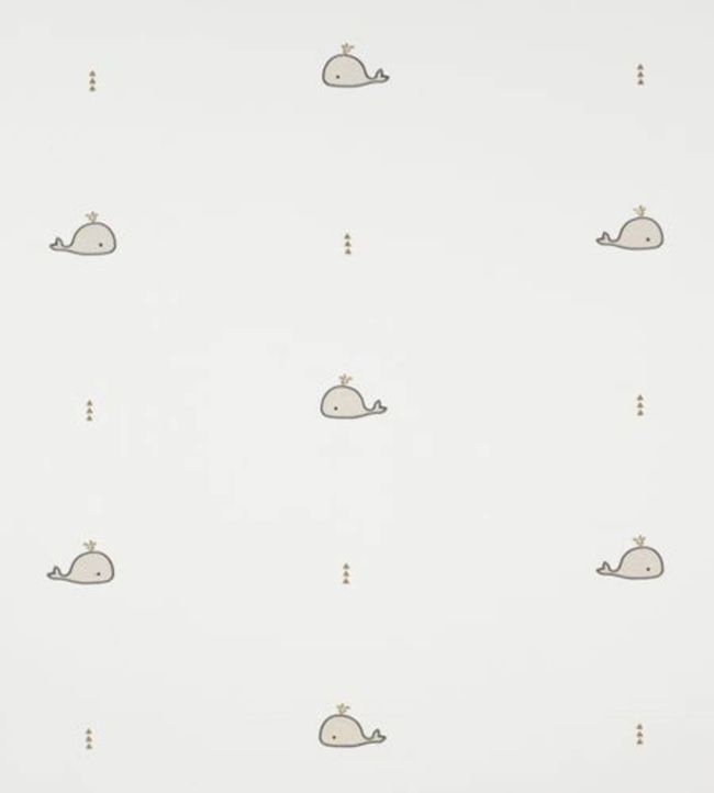Broderie Whale Nursery Fabric - White