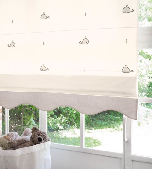 Broderie Whale Nursery Room Fabric - Pink